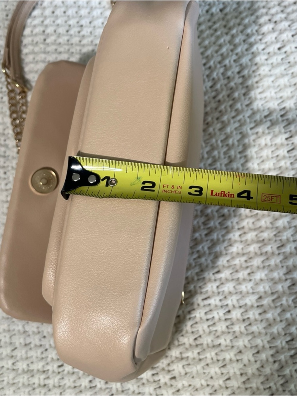 Alexis Bendel Beige Quilted w/ Chain Shoulder Bag Crossbody Purse Vegan Leather - Picture 14 of 16